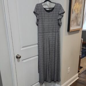 Rafaella Wide Leg Jumpsuit – Black/White Print - 2XL